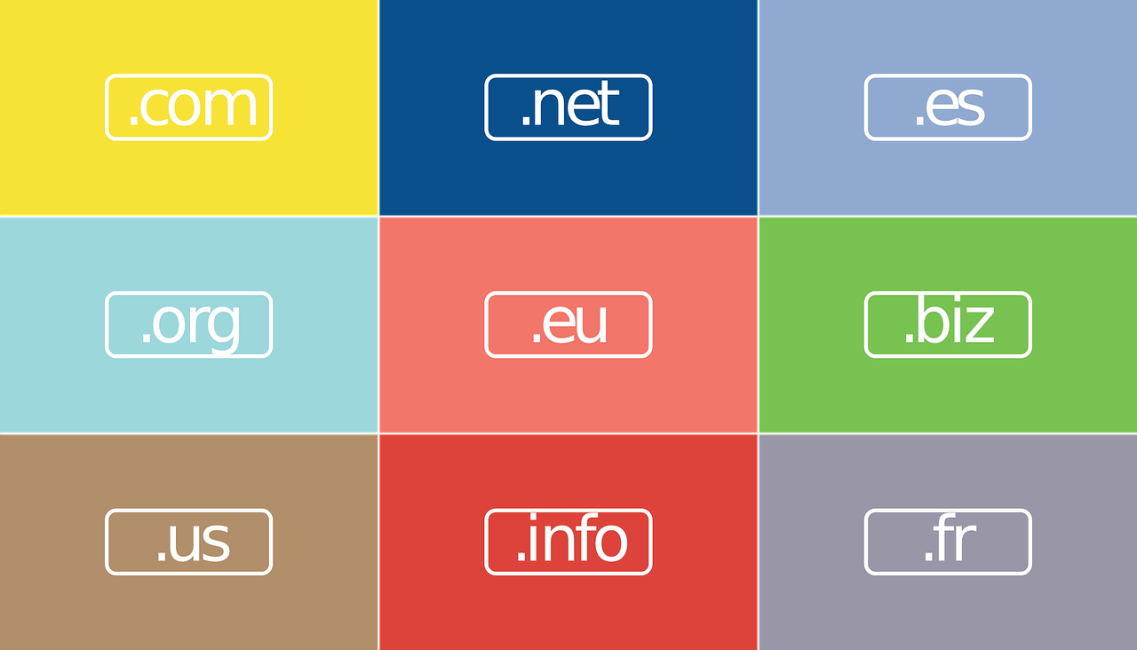 colorful graphic of different domain extensions